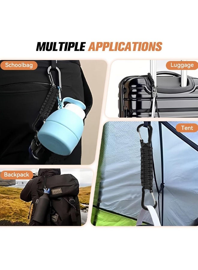 سلسلتا مفاتيح مزودتان بمشابك كارابين، وسلسلة مفاتيح من حبل الباراكورد مزودة بحلقات قفل على شكل حرف D - سلسلة مفاتيح متينة لتعليق مفاتيح السيارة، وحقائب الظهر، والأدوات، للرجال والنساء - Image 5